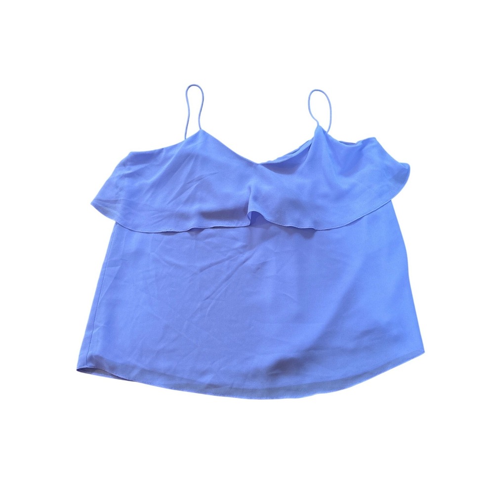 KLD Cami Top Women Purple Ruffle Back Tie Spaghetti Strap Chiffon Tank SIZE M